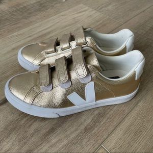 Veja gold metallic Velcro sneakers